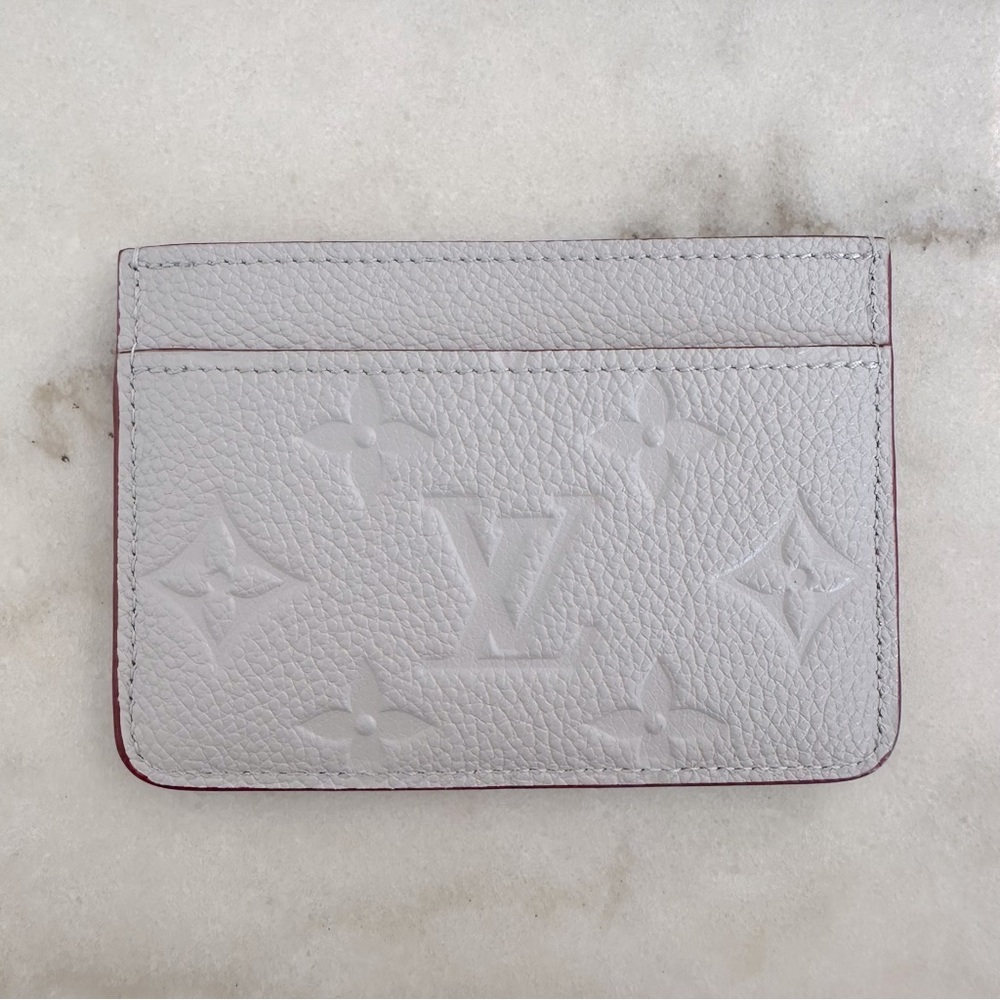 Louis Vuitton Light Gray Embossed Monogram Card Holder with Red Edge - Picture 3 of 7